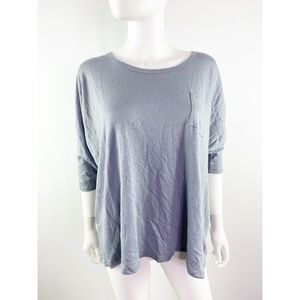 Chaser Gray Linen Top Deep Scoop Back Shirt Size M